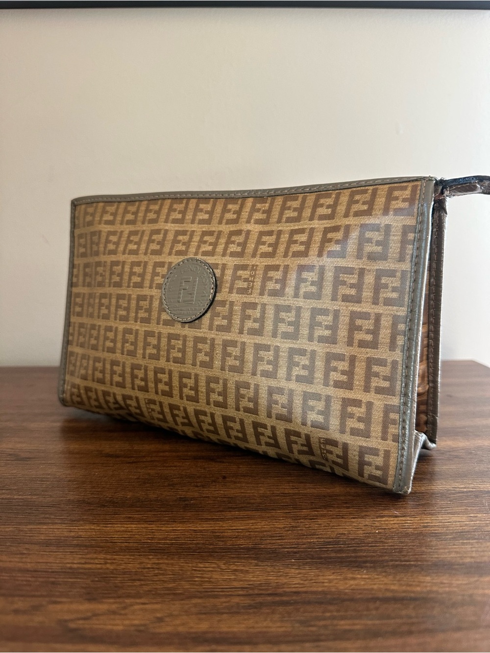 Fendi Zucca Vintage Brown Clutch